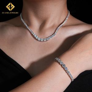 Fine Jewelry Popular Gradual Vvs Moissanite <b>Tennis</b> Chains 925 <b>Sterling</b> <b>Silver</b> 3mm <b>Necklace</b> Bracelet - Product Image 1