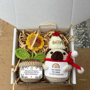 New Crocheted Santa Claus Doll Gift <b>Box</b> with Handmade <b>Christmas</b> Bear, Snowman penguin and Gingerbread Man Holiday Gift Ornaments - Product Image 1