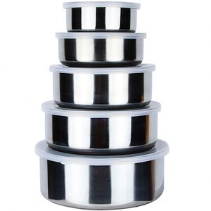 กล่องเก็บอาหารสแตนเลสหนา5ชิ้นกันรั่วกล่องอาหารกลางวันเก็บอาหารที่มีฝาปิดสำหรับใช้ในครัวตู้เย็น - Product Image 1