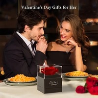 Sabun Bunga Kering Terlaris 2026 Bentuk Hati Stainless Steel Proyeksi Kristal Kotak Hadiah Hari Valentine untuk Wanita
