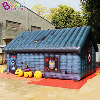 Maison hantée gonflable d'extérieur en forme de citrouille effrayante, labyrinthe gonflable personnalisé pour Halloween, décoration de fête d'Halloween