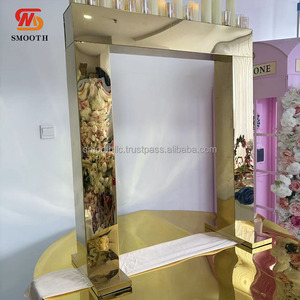 Support de fleurs rectangulaire carré en acier inoxydable personnalisé pour décoration de table de mariage, centre de table doré - Product Image 6