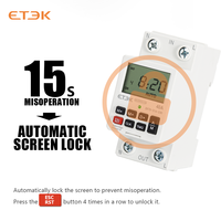 Relé Inteligente ETEK de 230V para Riel DIN, 40A, 2P, Programable Semanalmente, Interruptor de Tiempo con Cuenta Regresiva de 7 Días, Interruptor de Batería EKTS316