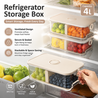 Boîte de rangement ergonomique pour réfrigérateur, grande boîte rectangulaire en plastique scellée pour la conservation des aliments