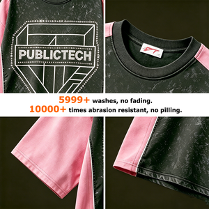 Custom Street Wear Acid Wash O-neck Digital Print Tshirt Vintage Rhinestone Boxy Geometry Premium <b>Patchwork</b> T-<b>shirts</b> for Men - Product Image 2