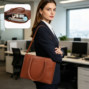 <span class=keywords><strong>Sac</strong></span> fourre-tout de luxe en <span class=keywords><strong>cuir</strong></span> PU marron pour femme, <span class=keywords><strong>sac</strong></span> <span class=keywords><strong>à</strong></span> <span class=keywords><strong>main</strong></span> personnalisé couleur <span class=keywords><strong>cognac</strong></span> avec poignée supérieure et bandoulière - Product Image 3