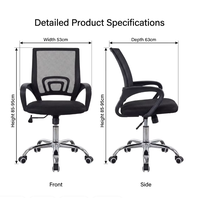Mobiliario de Comedor Sillas de Oficina Baratas de Malla con Respaldo y Reposabrazos Silla Giratoria Elevable de Conferencia Transpirable Ejecutiva Ergonómica de Malla
