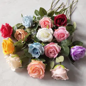 YIWAN Factory bulk wholesale high quality silk rose Artificial single roses flower Silk artificial flower centerpiece flower