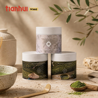Boîtes métalliques rondes vides de qualité alimentaire Tianhui avec couvercle à vis hermétique pour l'emballage de poudre de thé matcha de 100g et 150g