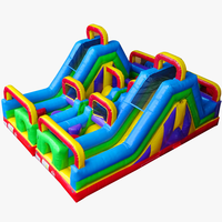 Parcours d'obstacles gonflable double pour enfants, château gonflable extérieur décoratif, petite machine distributrice, jeu de carnaval, fosse à mousse