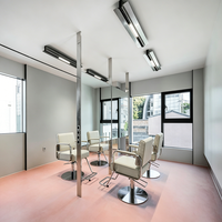 Design de mobilier de salon de beauté sur mesure rose pour salons de coiffure féminins, design d'intérieur 3D pour salons de spa