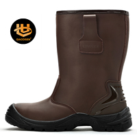 Fabricants de bottes de sécurité, bottes de travail en cuir Crazy Horse marron de haute qualité avec embout en acier, imperméables et résistantes aux chocs
