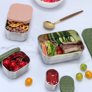 Hộp cơm trưa bằng thép không gỉ, an toàn với lò vi sóng, bán buôn OEM, có nắp silicon, dùng cho ngoài trời, cắm trại, du lịch - Product Image 4