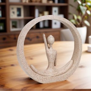 Statue de femme en yoga en grès, sculpture zen moderne, figurine de yoga pour la méditation, décoration de maison, bureau, bibliothèque, cadeaux abstraits - Product Image 1