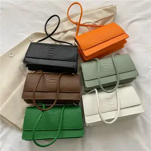 Großhandel Luxus Kunstleder lässig Krokodilleder Handtaschen Viereckige Unterarmtasche Mode reine Farbe Schultertaschen für Damen