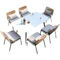 Ensemble de meubles en osier de style nordique minimaliste pour l'extérieur, chaises en osier amovibles en aluminium pour les patios, les balcons et les jardins