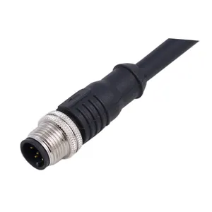 도매 가격 M12 IP68 방수 남성 케이블 방패 3/4/5 핀 PUV/PUR 소재 그레이/블랙 신뢰할 수있는 연결