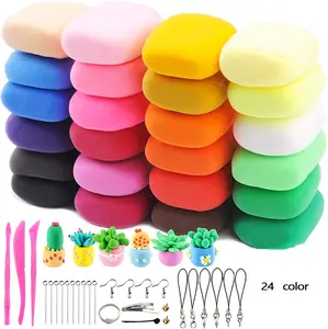 Custom Non-Toxic Soft Air Dry Clay For Kids 24 Colors Modeling Clay Kit With Magical Clay Tools
