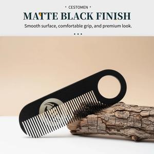 Peigne à barbe pour homme en acier inoxydable, à dents fines, portable, outils de coiffage pour la tête huilée - Product Image 5