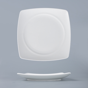 Ensemble d'assiettes carrées en porcelaine fine résistantes aux rayures P&T, plats de service rectangulaires blancs pour hôtel et restaurant - Product Image 5