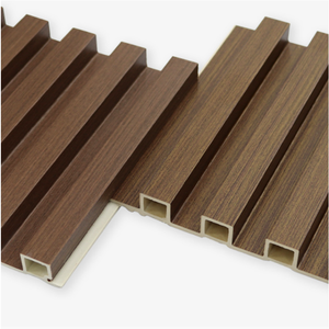 Panel de pared de rejilla para decoración de interiores con diseño de grano de madera 3D y revestimiento de Panel de pared estriado WPC compuesto de plástico y madera - Product Image 2