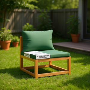 Chaise de jardin en bois d'acacia verte, mobilier d'extérieur modulaire standard, design contemporain, pieds coniques durables - Product Image 2