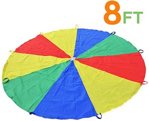 <span class=keywords><strong>Parachute</strong></span> de 8 pieds pour enfants avec 9 poignées, <span class=keywords><strong>parachute</strong></span> de <span class=keywords><strong>jeu</strong></span> pour enfants, tente, jeux coopératifs, cadeau d'anniversaire - Product Image 2