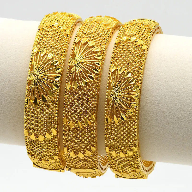 Instock Fashion Jewelry Bangle Bracelet Middle East 24K Gold Plated Bracelet Dubai Bridal