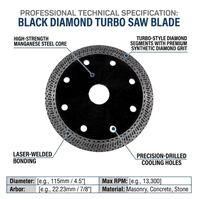 Mata Gerinda Berlian 7 Inch untuk Ubin Keramik Porselen Super Tipis Turbo Rim Kering Basah