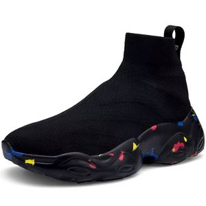 รองเท้าผ้าใบแฟชั่นฤดูหนาวทรงหุ้มข้อสูงสำหรับผู้ชาย  วัสดุป่าน พื้นรองเท้าทำจากไม้  นุ่มสบาย ปิดนิ้วเท้า ระบายอากาศได้ดี รองเท้าลำลอง - Product Image 1