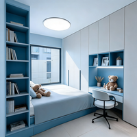 Ensemble de meubles de chambre à coucher en bois style tatami avec bureau à 3 tiroirs, lit de rangement pleine taille personnalisable et armoire pour appartement et villa