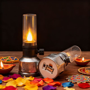 Lanterne LED sans flamme de style <span class=keywords><strong>lampe</strong></span> à pétrole vintage, à piles, avec effet scintillant, pour la décoration de la maison et des festivals - Product Image 4