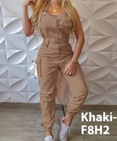 Combinaison Vintage Une Pièce Sans Manches Sexy Cargo Décontractée pour Femme en Gros