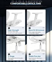 Chaise de bureau ergonomique en maille avec accoudoirs en PU réglables en 3D, vérin à gaz à 3 positions, chaise pivotante avec roulettes silencieuses