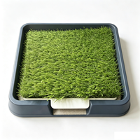 Support de tapis d'entraînement pour chien en herbe artificielle réutilisable pour l'intérieur, système de grille, cadre bleu classique, vente en gros