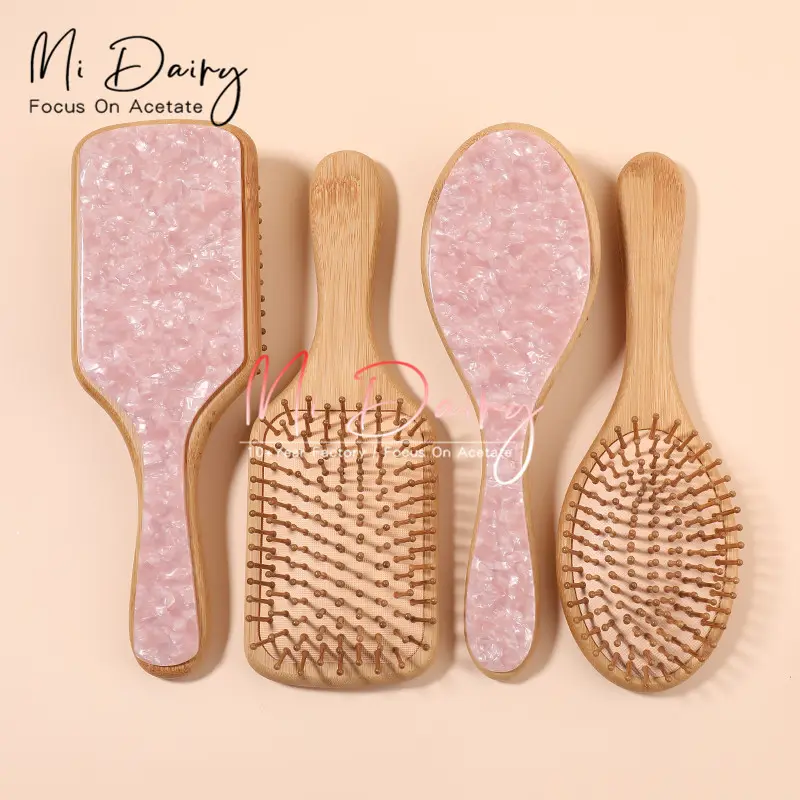 MiDairy Personalized Baby Hair Brush and Comb Natural Wooden acetate accessories Hairbrush Soft Goat Bristles custom 890227-01
