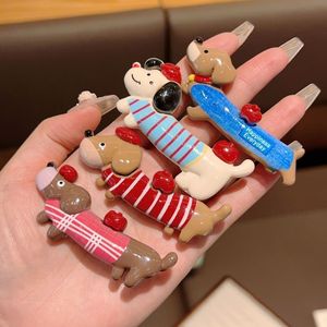 Pinza para el pelo personalizable de moda con diseño de perro <span class=keywords><strong>salchicha</strong></span> y pato, estilo caricatura, para celebridades de internet - Product Image 2