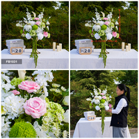 Boule de fleurs artificielles personnalisée de 35 cm, mini, blanche et verte, rose, hortensia, calla, pour centre de table de mariage