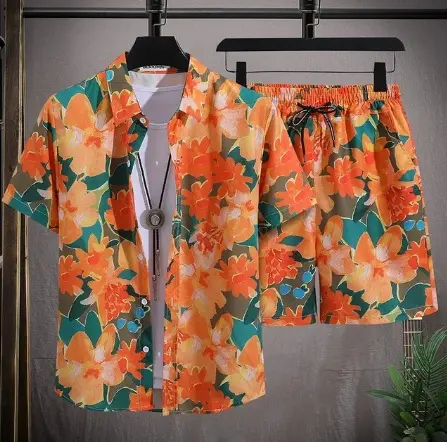 Men Hawaiian Sublimated button up Aloha shirt Button Down Summer Beach Printed Graphic Floral Hawaiian Shirts