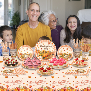 Ensemble de vaisselle pour Thanksgiving, assiettes jetables pour <span class=keywords><strong>la</strong></span> fête de <span class=keywords><strong>la</strong></span> gratitude de <span class=keywords><strong>la</strong></span> récolte d'automne - Product Image 4