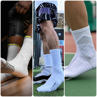 Chaussettes de basketball professionnelles antidérapantes en silicone pour hommes, épaisses, avec coussin en tissu éponge, soutien de la voûte plantaire, antidérapantes, pour l'entraînement sportif, OEM
