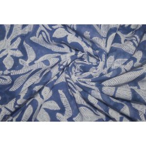 <b>Blue</b> Hand Block Design Soft Cotton Fabric for Summer Clothing African Style Handmade Dressmaking Fabric by Yard - Product Image 6