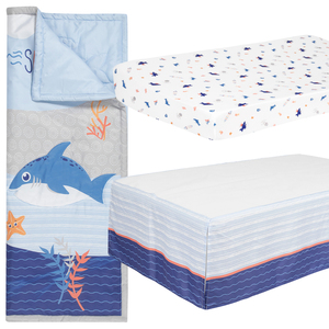 Bộ Chăn Ga Trải Giường 100% Cotton Cho Bé Trai, Hình Động Vật Hoạt Hình, Phong Cách Đại Dương - Product Image 6