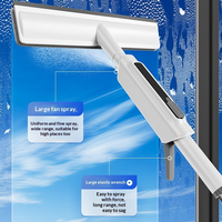 Nettoyeur de vitres professionnel multifonctionnel 2-en-1 en plastique à long manche avec pulvérisateur et raclette