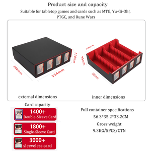   Boîte de rangement pour cartes à collectionner en cuir PU, 4 fenêtres, capacité de 3000+ cartes, boîte de rangement avec séparateurs, organisateur TCG CCG Yugioh - Product Image 2