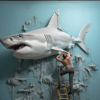 Modèle de requin personnalisé artisanat en résine installation de sculpture en fibre de verre et fibre pour l'affichage de la vie marine d'aquarium