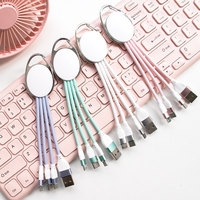 Portable 3-en-1 porte-clés à charge rapide Micro USB et type C câble de données cadeau de promotion pour iPhone 15 et charge de téléphone Android