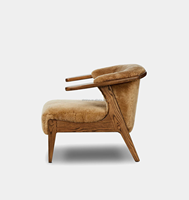 Fauteuil d'appoint en bois de chêne de luxe pour la maison, le bureau, fauteuil de salon contemporain confortable avec éponge pour une utilisation en intérieur dans le salon