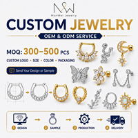 En gros Anneaux de nez articulés, Clickers de septum, Anneaux de lèvre, Boucles d'oreilles et Bijoux pour cartilage hélix en acier inoxydable chirurgical 316L