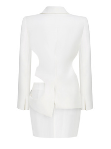 A7449 Trajes de mujer sexy de estilo popular y esmoquin Trajes blancos Mostrar cintura lateral <span class=keywords><strong>Blaze</strong></span> y minifalda Conjunto Mujer Ropa de mujer - Product Image 4